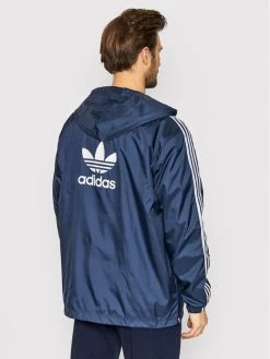 Adidas Veste coupe-vent adicolor 3-Stripes HB9491 Bleu marine Loose Fit -Vestes Soldes Magasin adidas veste coupe vent adicolor 3 stripes hb9491 bleu marine loose fit 2