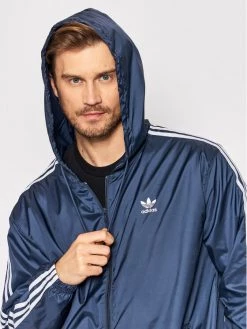 Adidas Veste coupe-vent adicolor 3-Stripes HB9491 Bleu marine Loose Fit -Vestes Soldes Magasin adidas veste coupe vent adicolor 3 stripes hb9491 bleu marine loose fit 4
